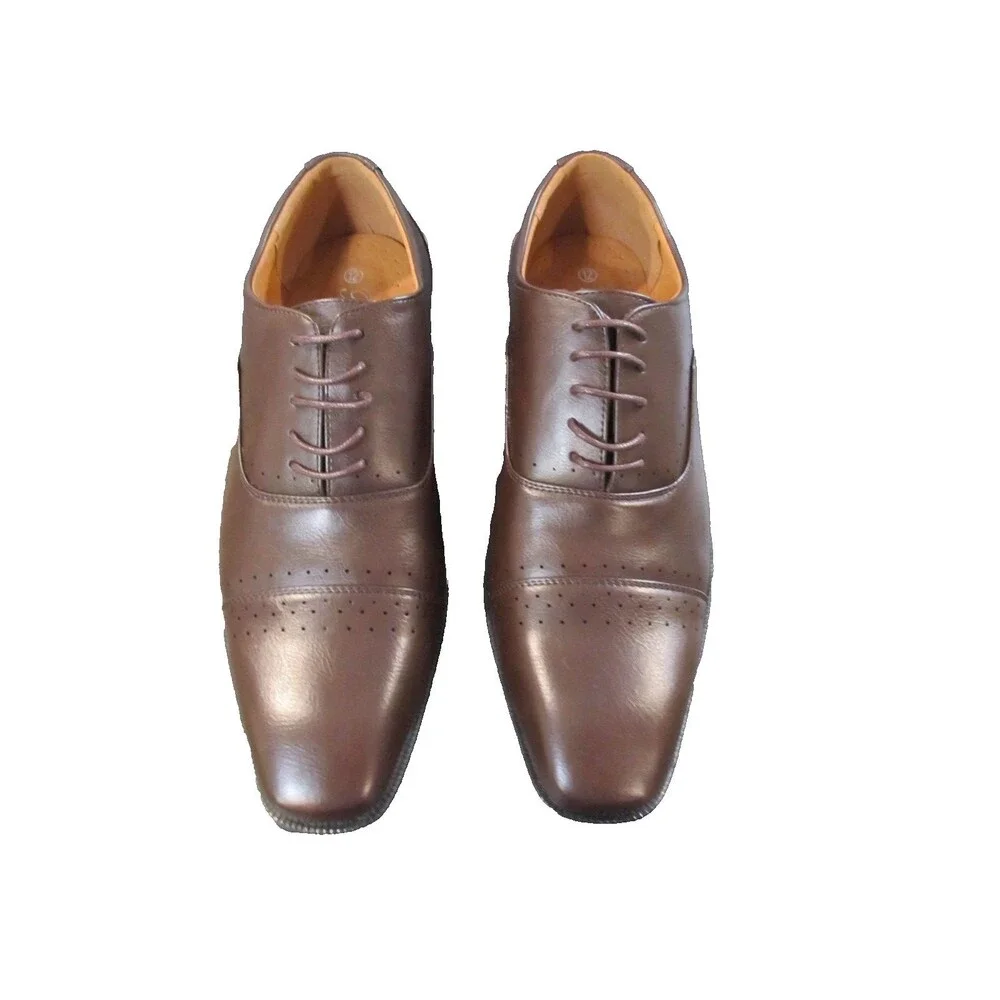 Parrazo Mens Brown Leather Dress Shoes Size 12 NIB Lace‑Up Oxford Classic Formal